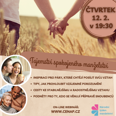 Tajemství spokojeného manželství – online webinář 12.2.2026